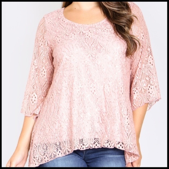 🆕JUST IN-PLUS SZ mauve w/sequin top - Picture 2 of 6